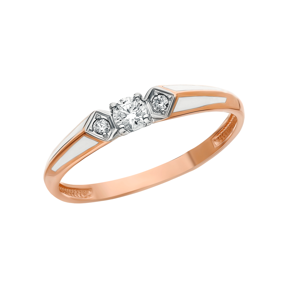 Золотое кольцо с эмалью и фианитами в Самаре