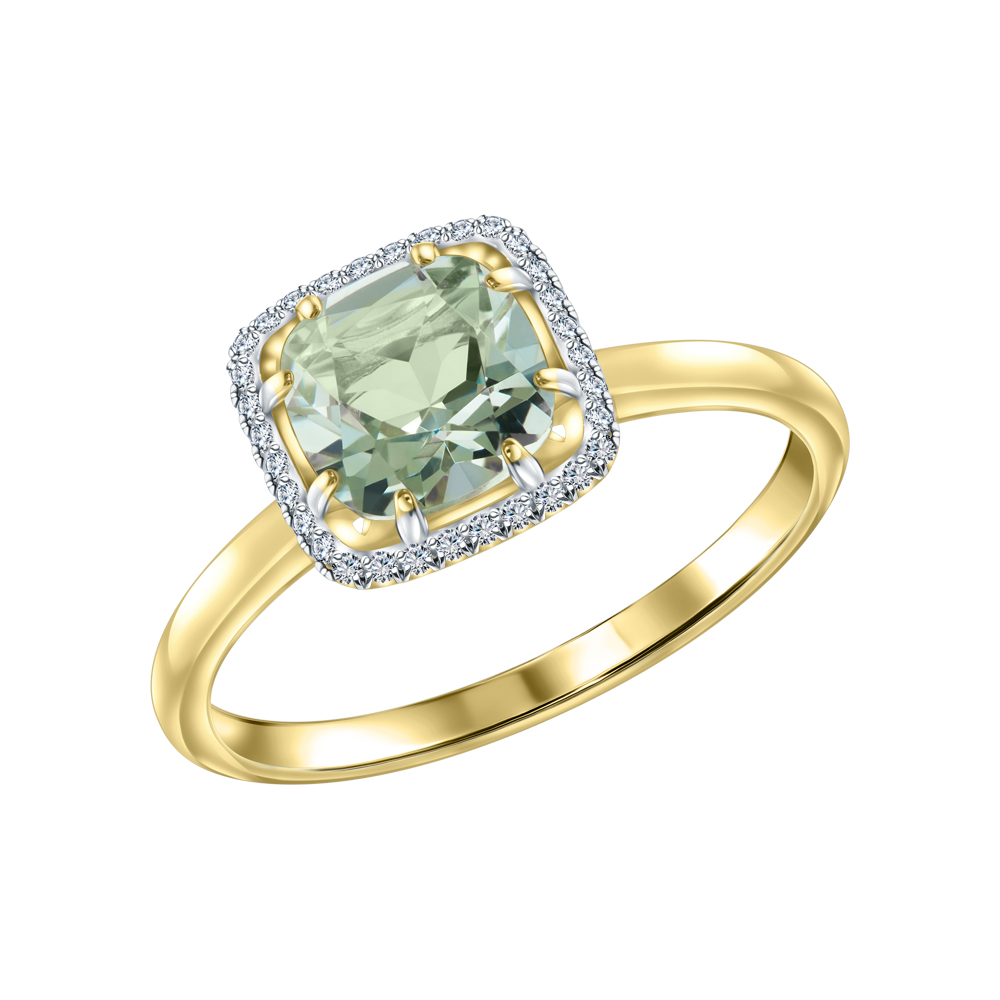 Золотое кольцо с празиолитом и бриллиантами в Самаре