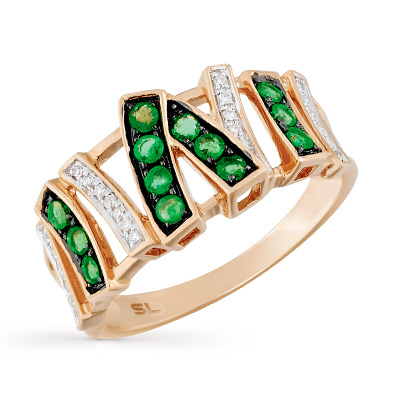 Золотое кольцо с изумрудами и бриллиантами в Краснодаре