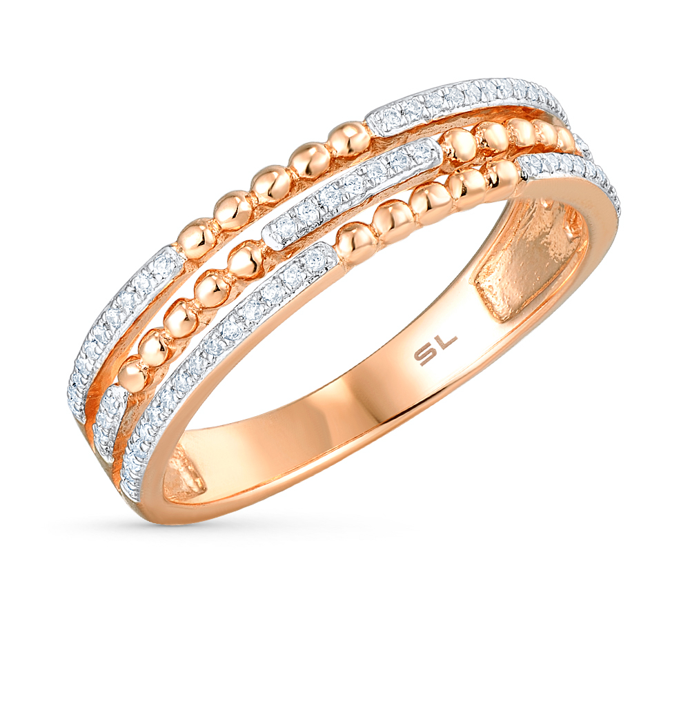 Золотое кольцо с бриллиантами санлайт. Sunlight Diamond. 585 Samples.