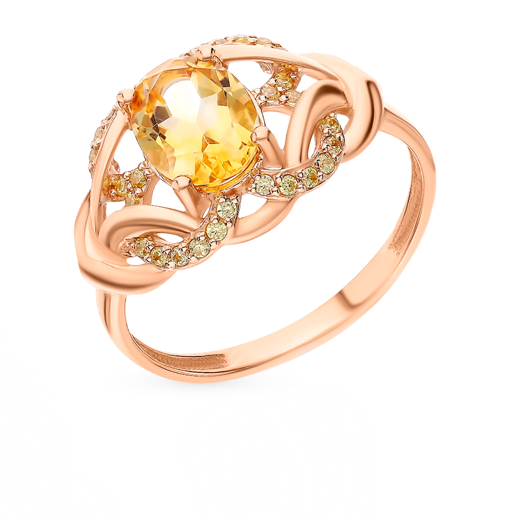 Золотое кольцо с цитринами и фианитами в Самаре