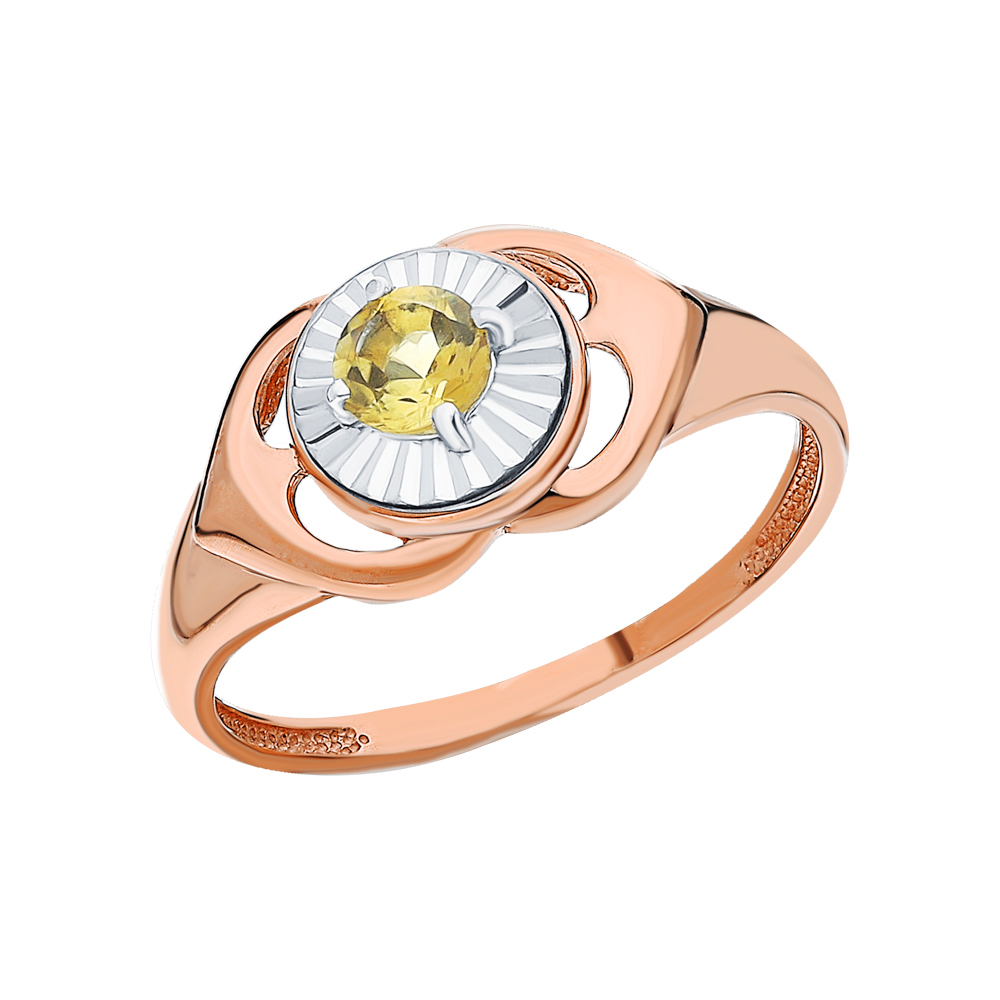 Золотое кольцо с цитринами и серебряной вставкой в Краснодаре