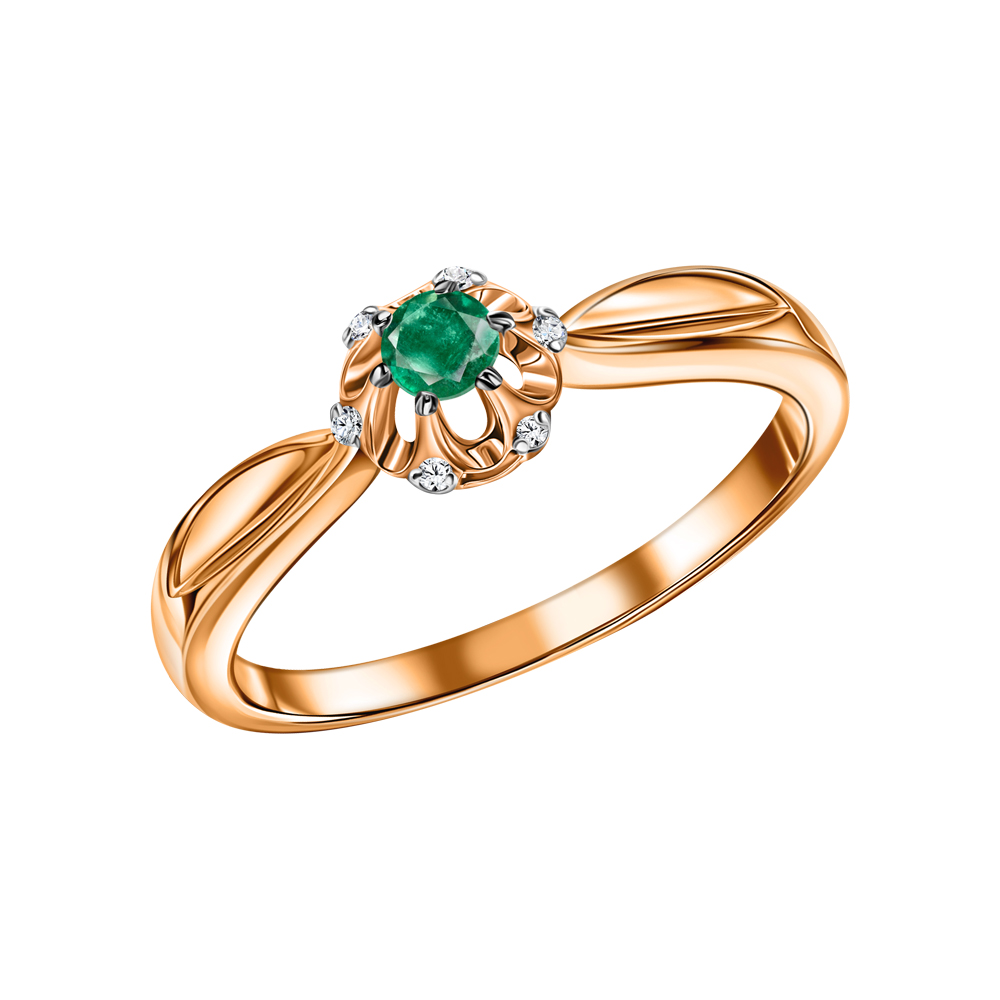 Фото «Золотое кольцо с изумрудом и бриллиантами»