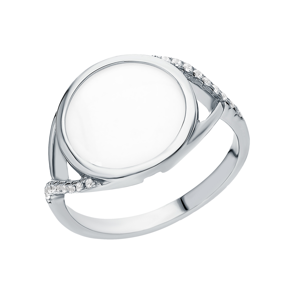 Серебряное кольцо с кубическим цирконием и керамикой в Екатеринбурге