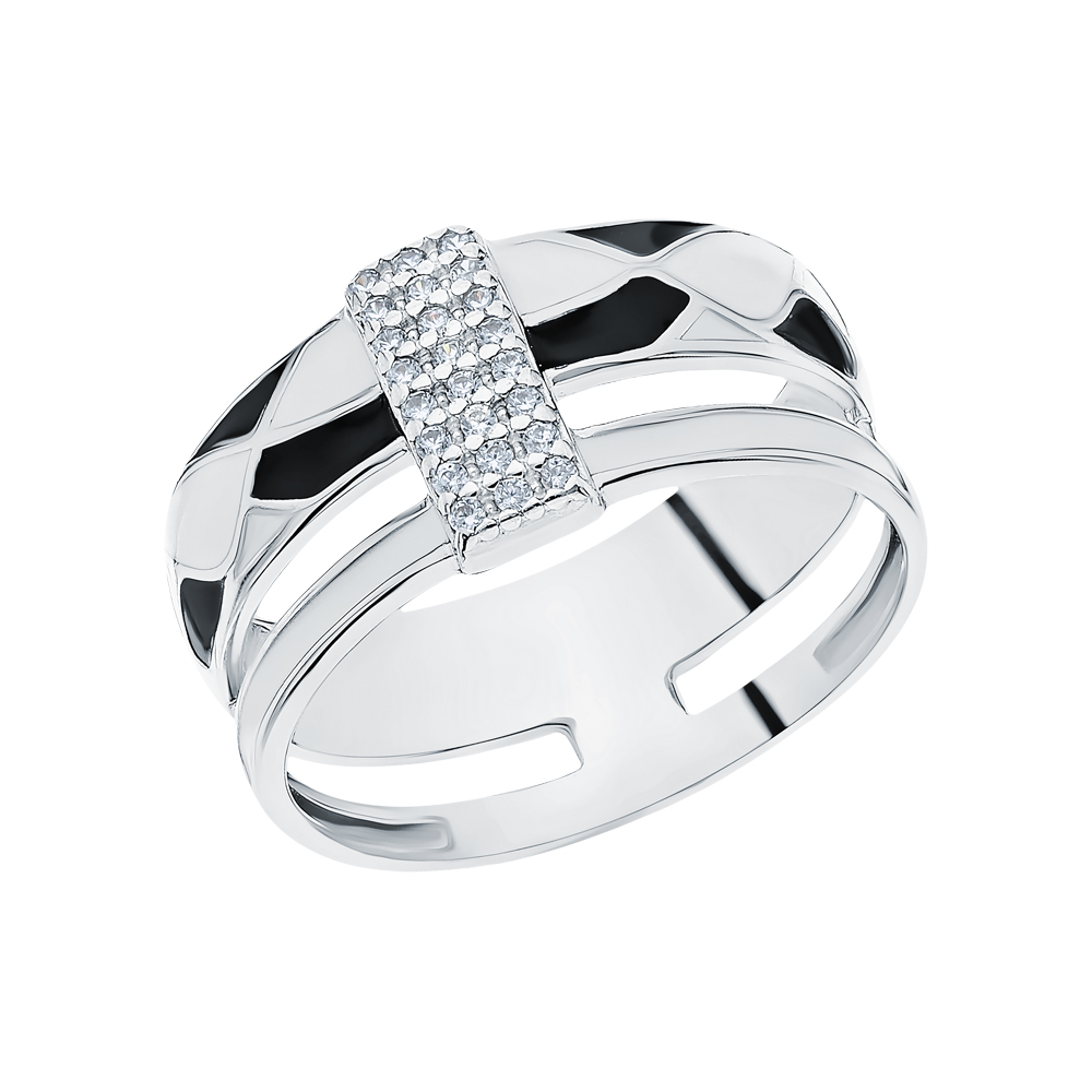 Фото «Серебряное кольцо с эмалью и кубическим цирконием»