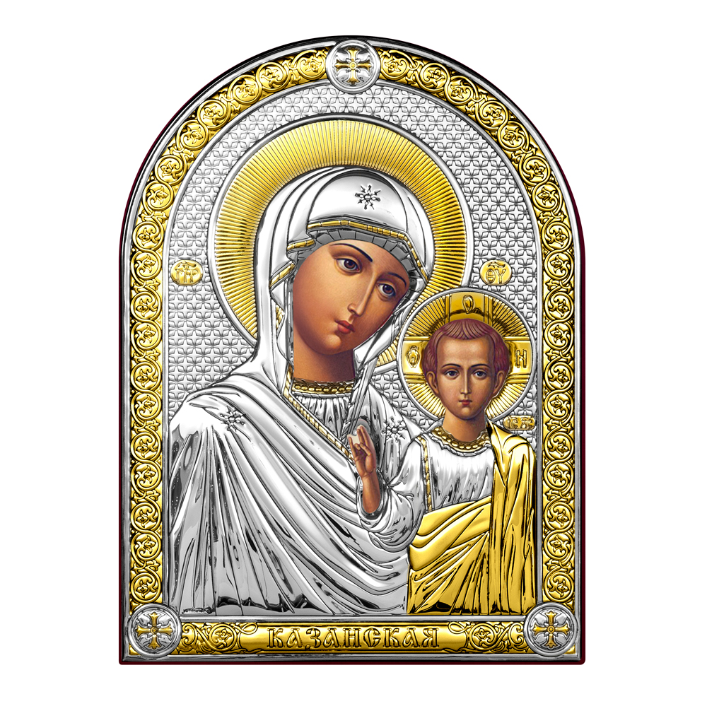 Икона Казанская Богородица, с позолотой, на дереве в Самаре