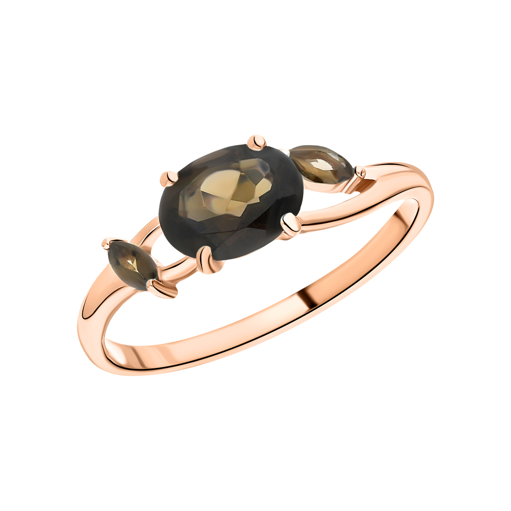 Золотое кольцо с кварцами дымчатыми в Ростовe-на-Дону
