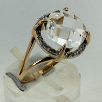 Золотое кольцо с фианитами и горным хрусталем в Новосибирске