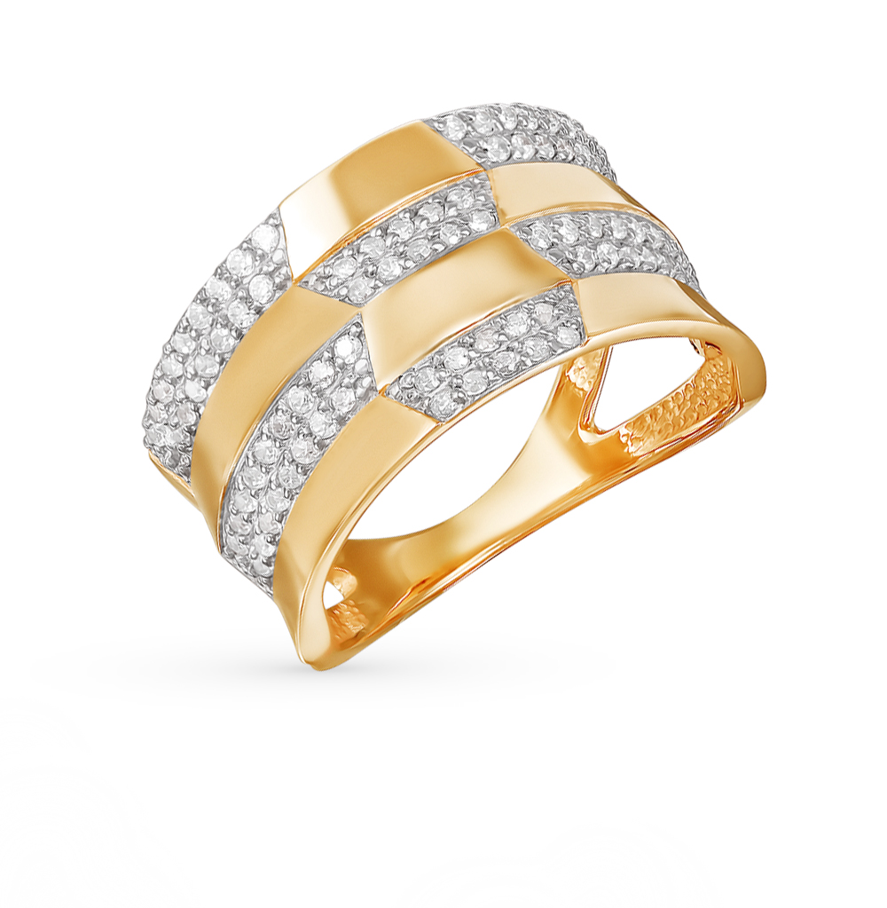 Золотое кольцо с фианитами