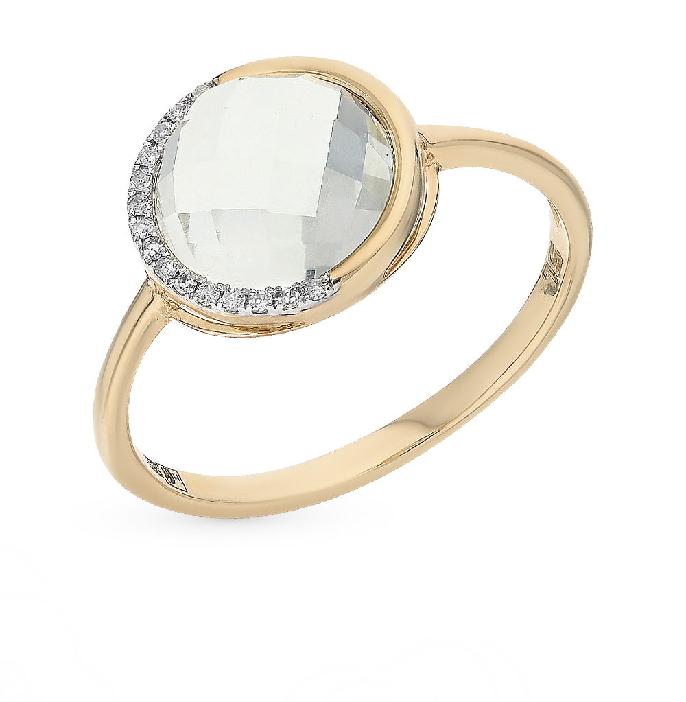 Золотое кольцо с аметистом и бриллиантами в Краснодаре