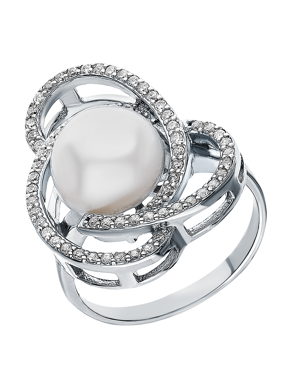 Серебряное кольцо с жемчугом и фианитами в Самаре