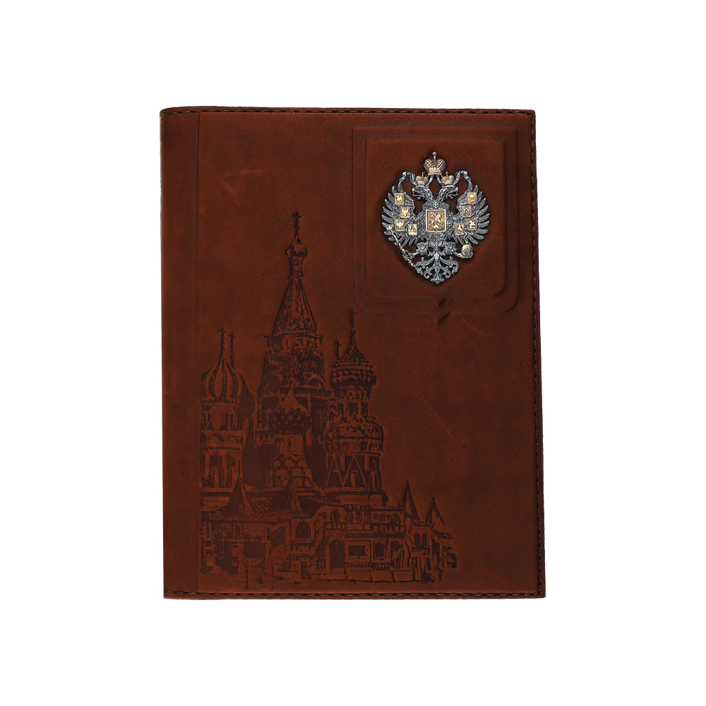 Кожаная обложка для документов с серебряной вставкой в Новосибирске