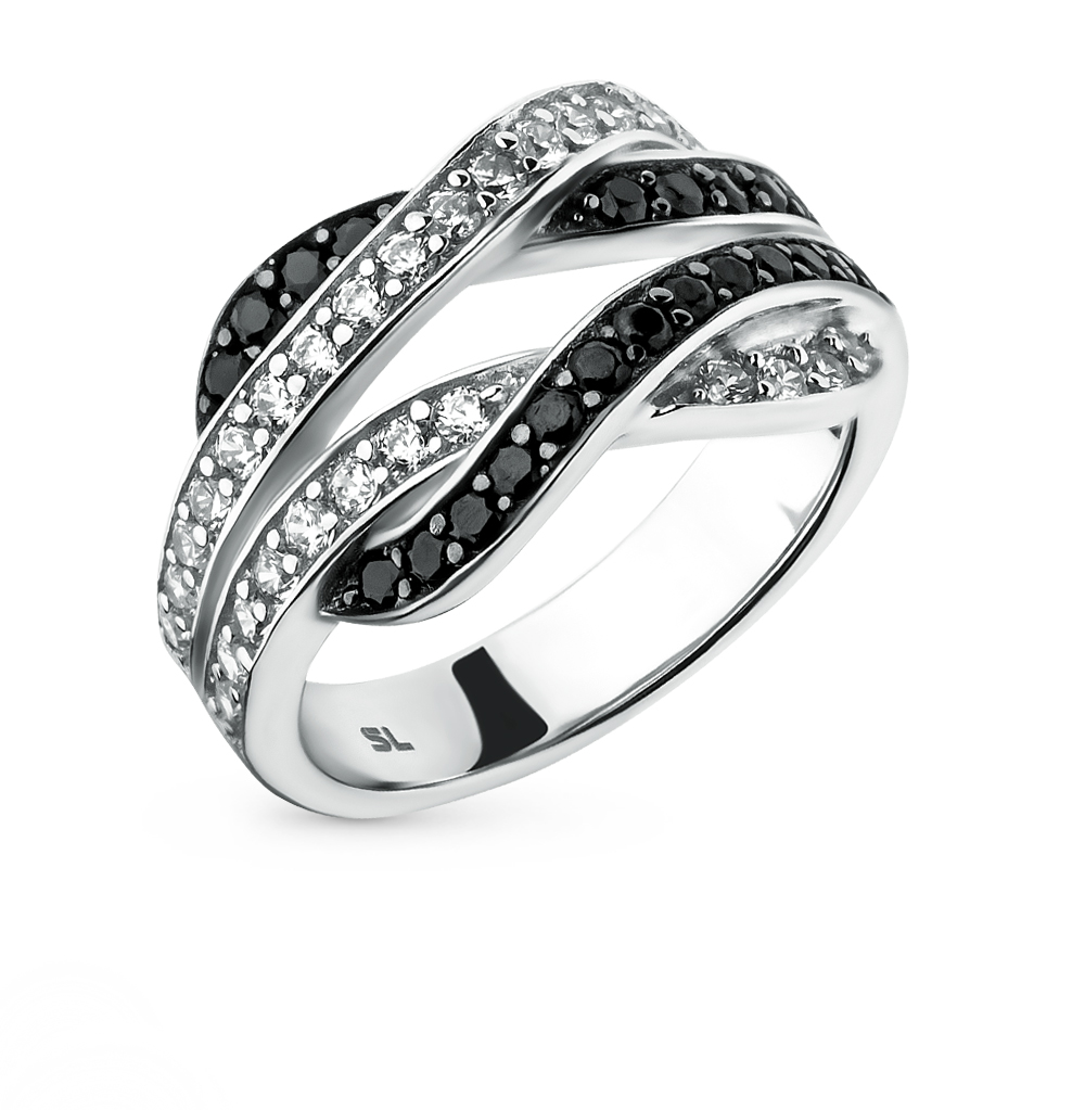 Фото «Серебряное кольцо с фианитами и со шпинелью»