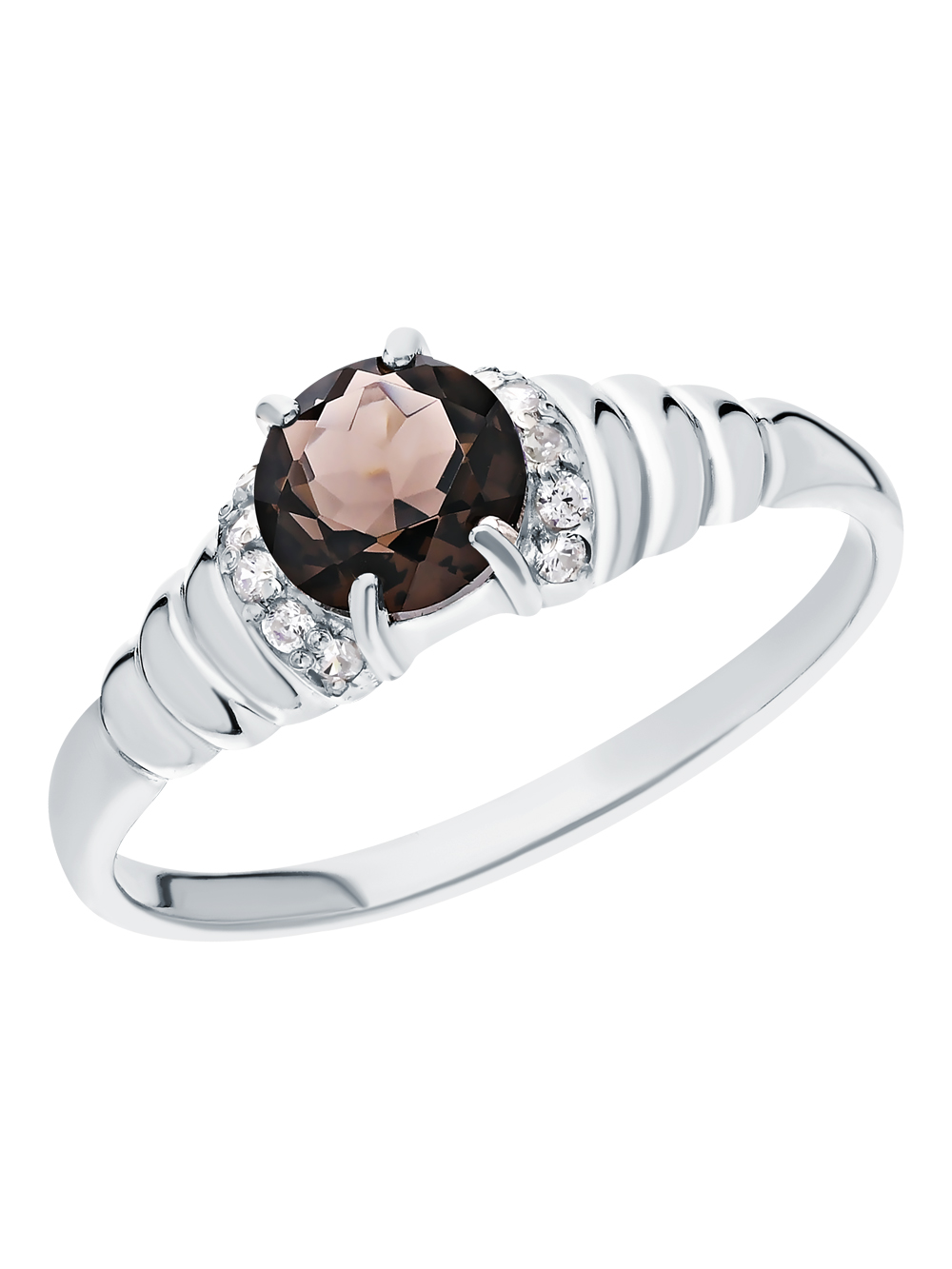 Серебряное кольцо с фианитами и кварцами дымчатыми в Санкт-Петербурге