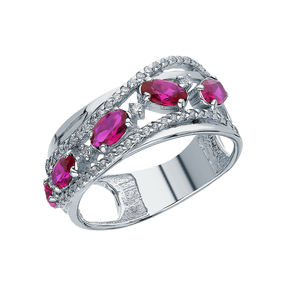 Фото «Серебряное кольцо с фианитами и рубинами»