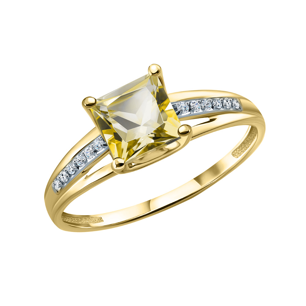 Золотое кольцо с лимонным кварцем и бриллиантами в Нижнем Новгороде