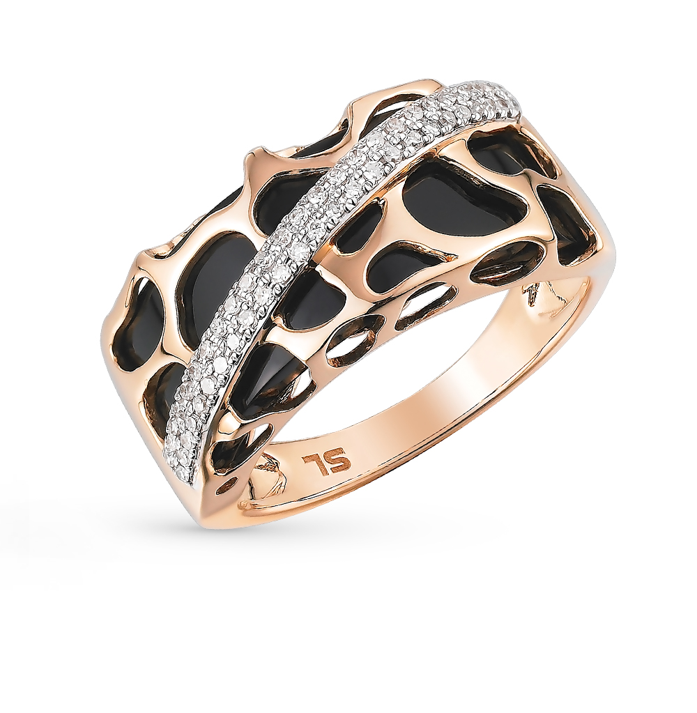 Фото «Золотое кольцо с ониксом и бриллиантами»