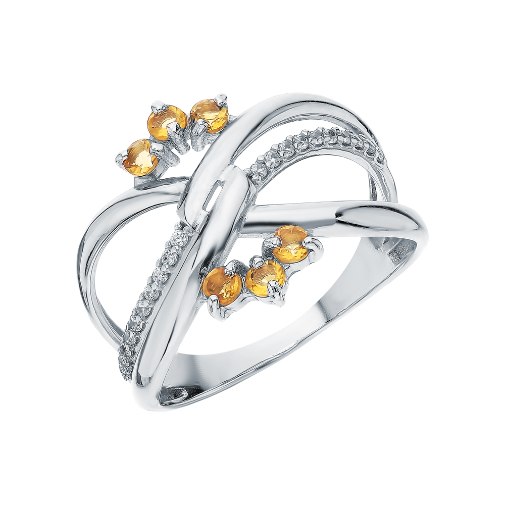 Фото «Серебряное кольцо с цитринами и фианитами»
