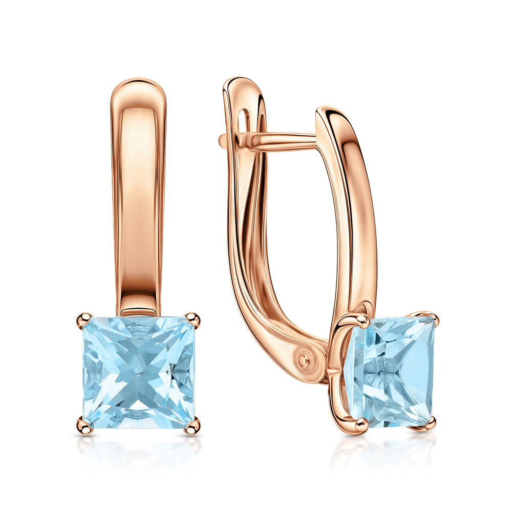 Золотые серьги с топазами природными в Новосибирск