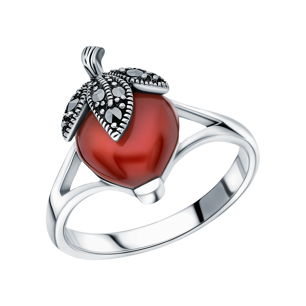 Фото «Серебряное кольцо с сердоликом и марказитами»
