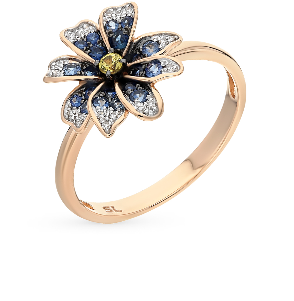 Кольцо цветок с бриллиантами