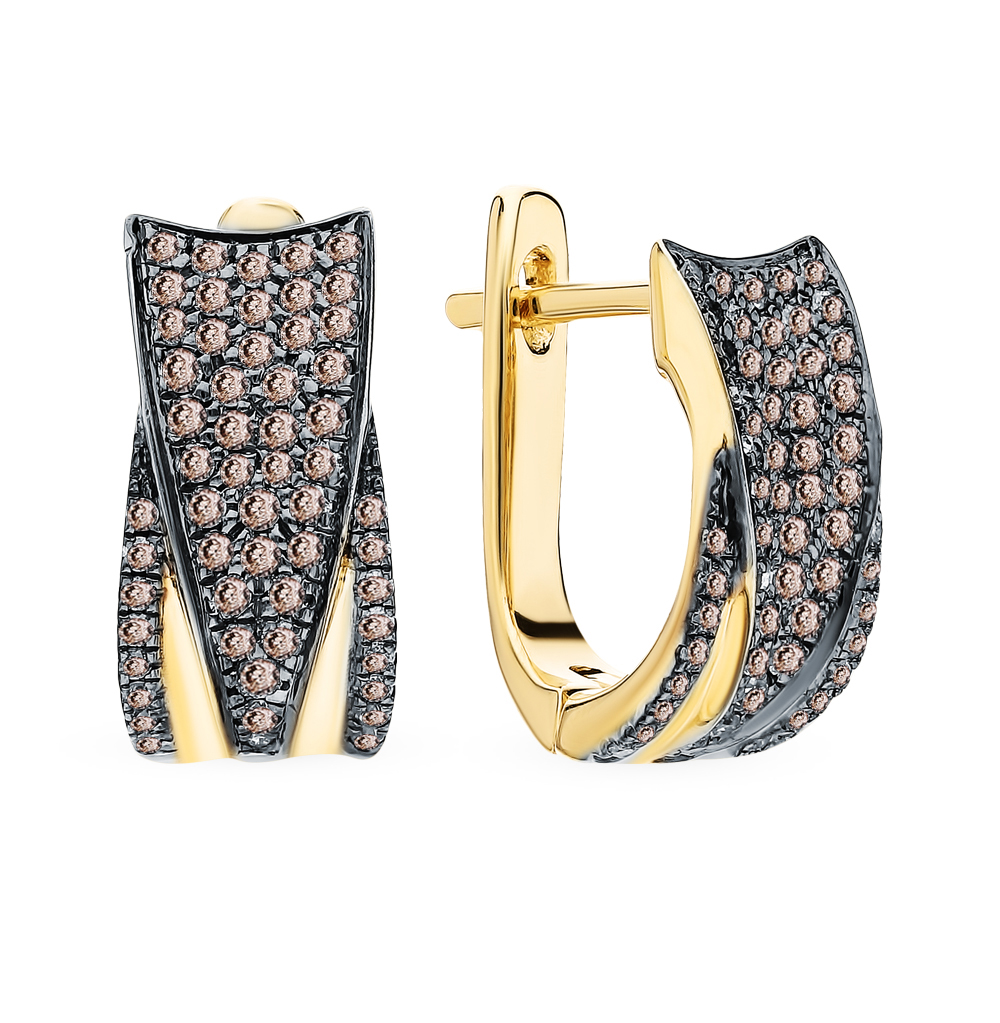 Фото «Золотые серьги с коньячными бриллиантами»