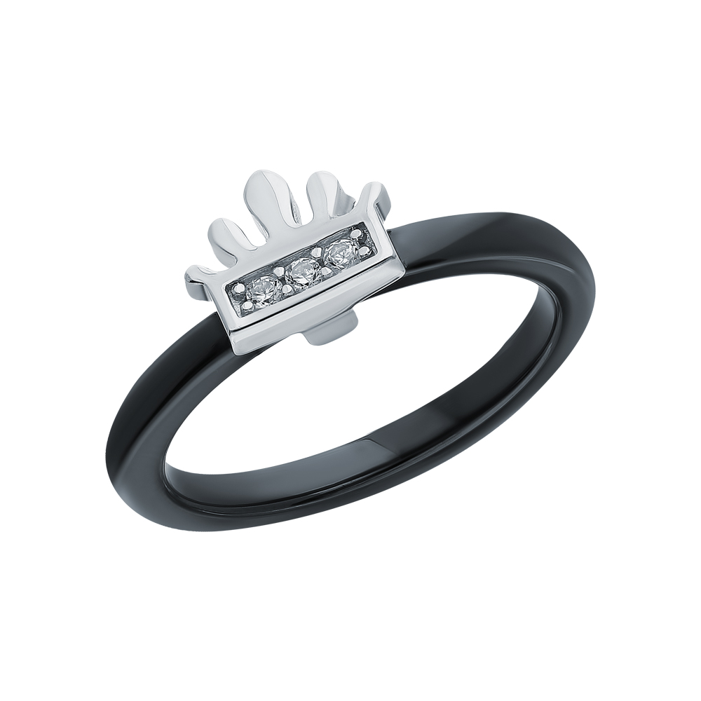 Керамическое кольцо с фианитами и со сталью в Екатеринбурге