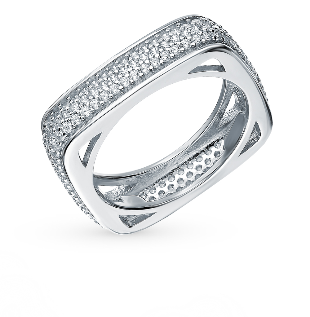 Серебряное кольцо с фианитами SUNLIGHT: белое серебро 925 пробы, фианит — купить в интернет-магазине Санлайт, фото, артикул 84745