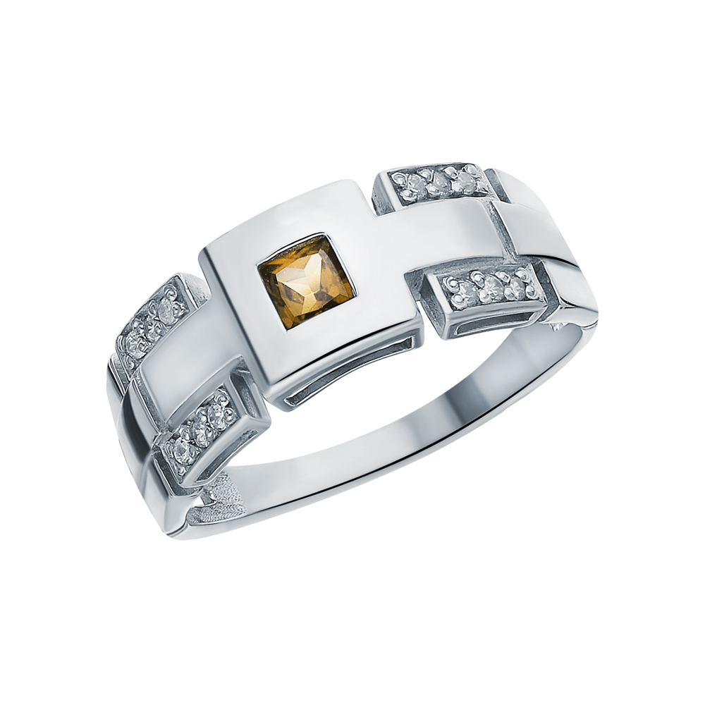 Серебряное кольцо с цитринами и фианитами в Самаре