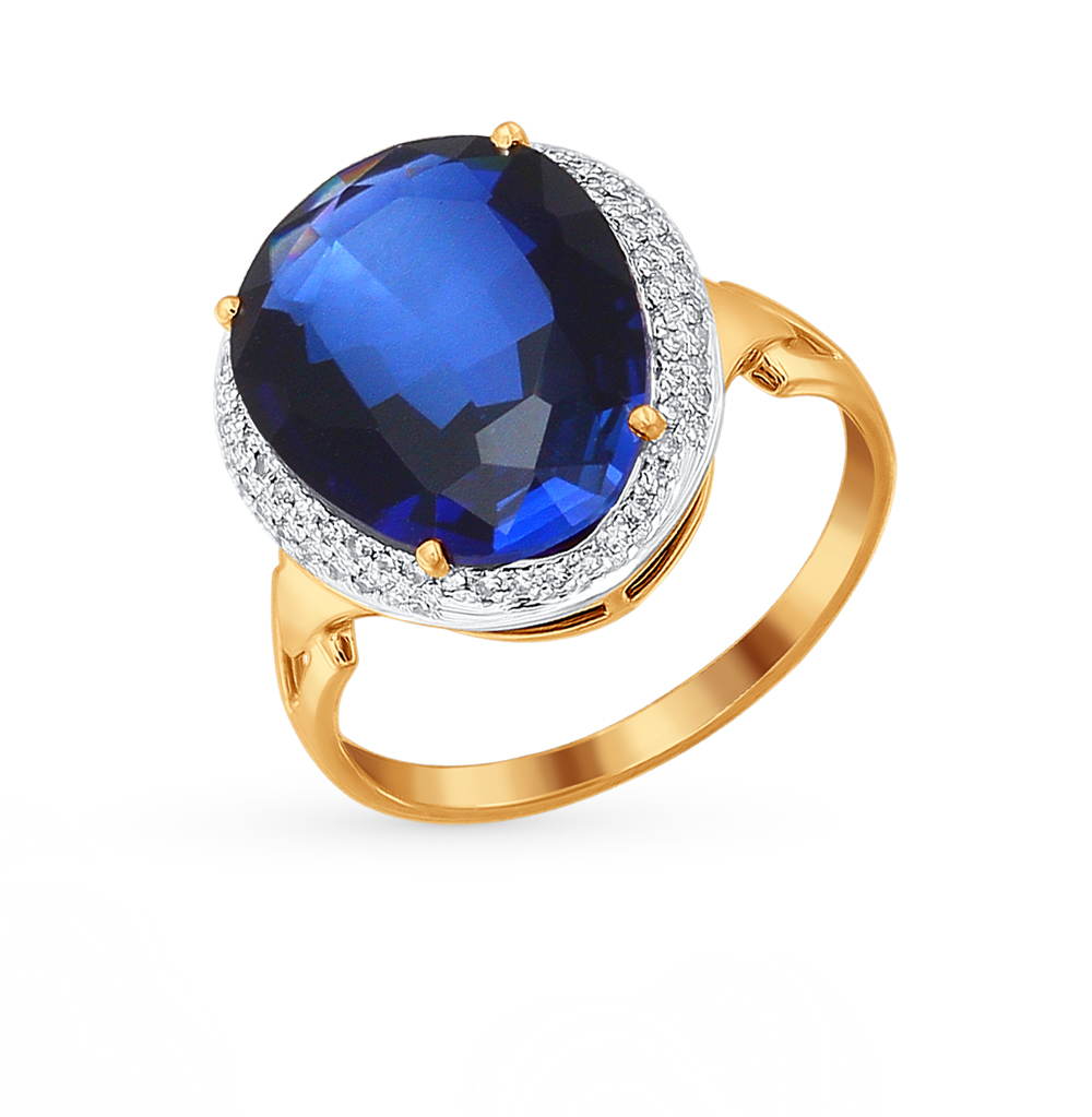 Фото «Золотое кольцо с корундом и бриллиантами SOKOLOV 6012005»