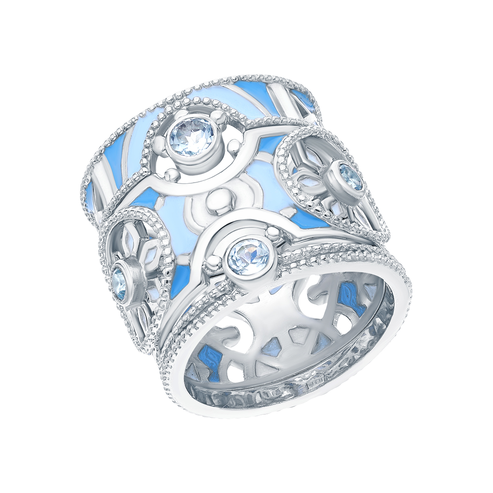 Серебряное кольцо с эмалью и топазами в Санкт-Петербурге