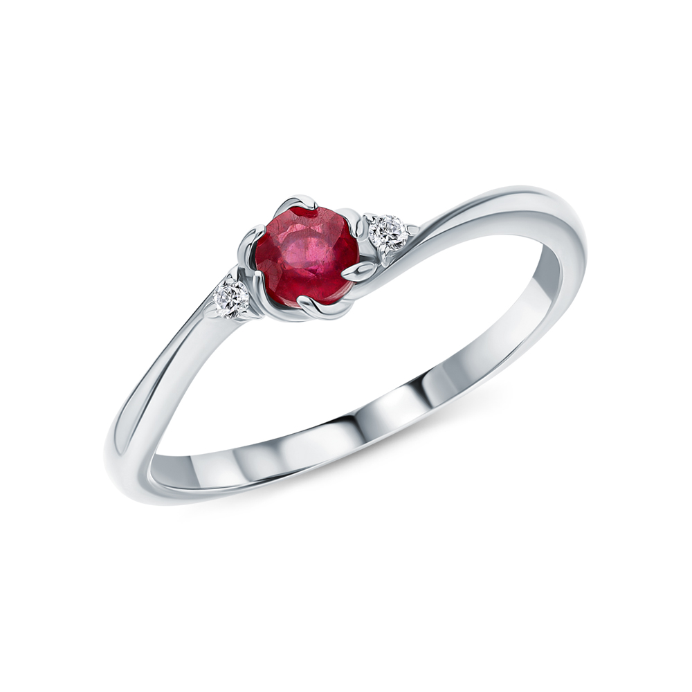 Фото «Серебряное кольцо с фианитами и рубинами»