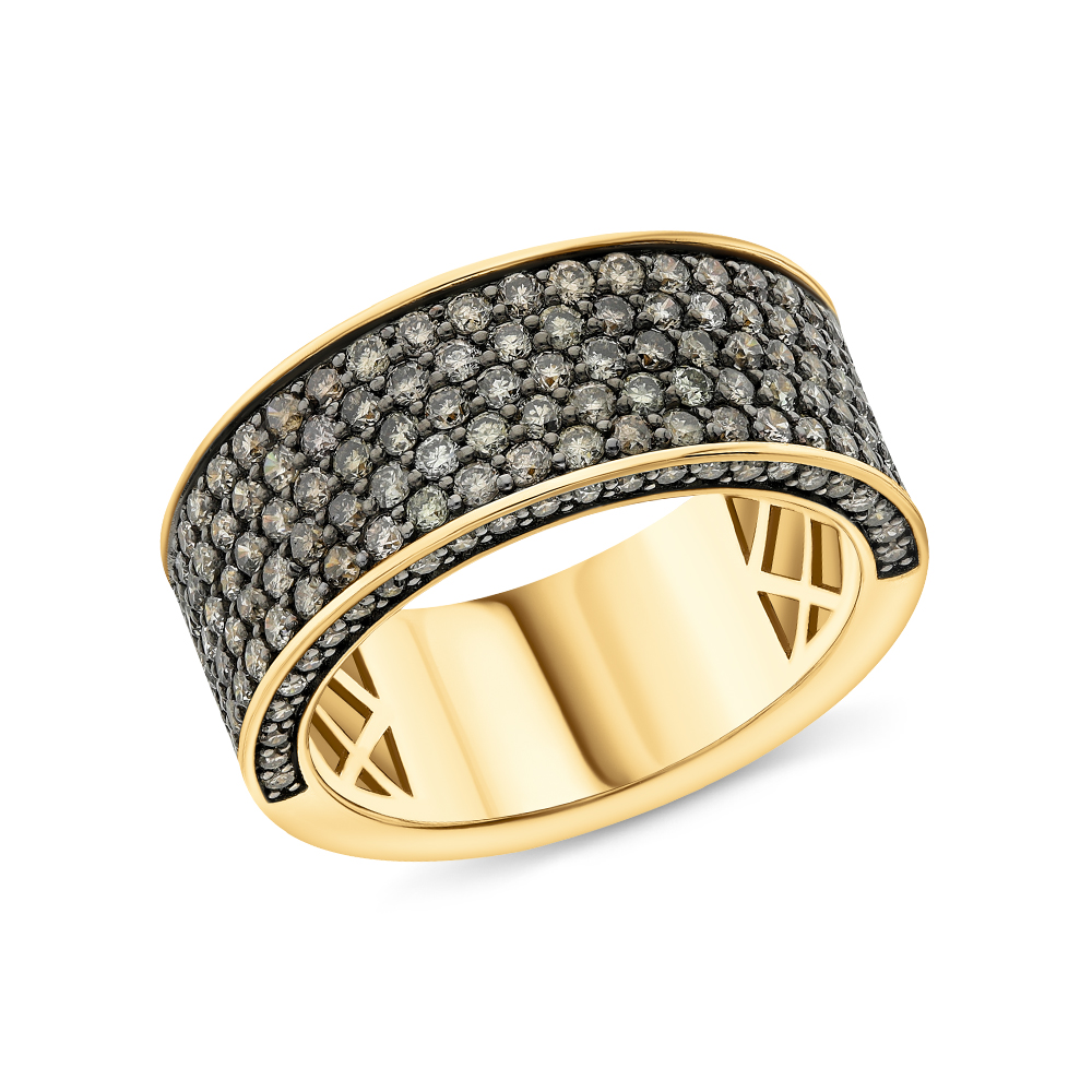 Фото «Золотое кольцо с бриллиантами коньячными природными»