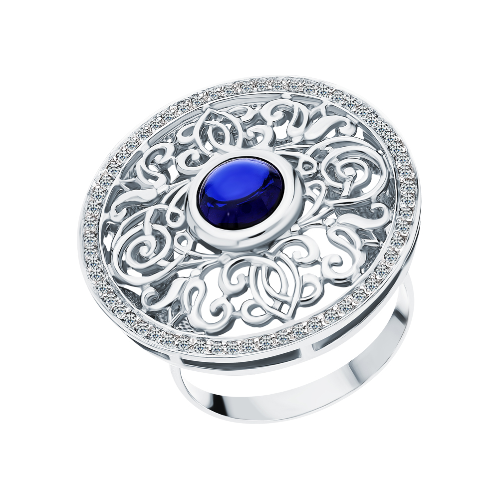 Серебряное кольцо с фианитами и ювелирными кристаллами в Санкт-Петербурге