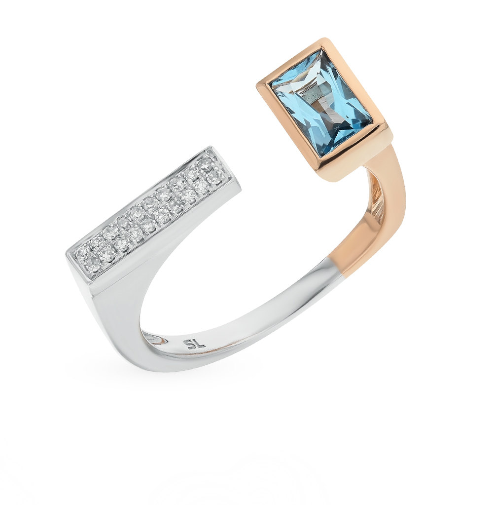 Золотое кольцо с топазами и бриллиантами в Екатеринбурге
