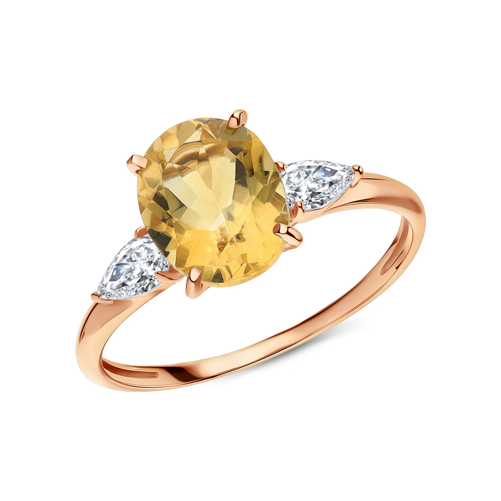 Золотое кольцо с цитринами и фианитами в Краснодаре