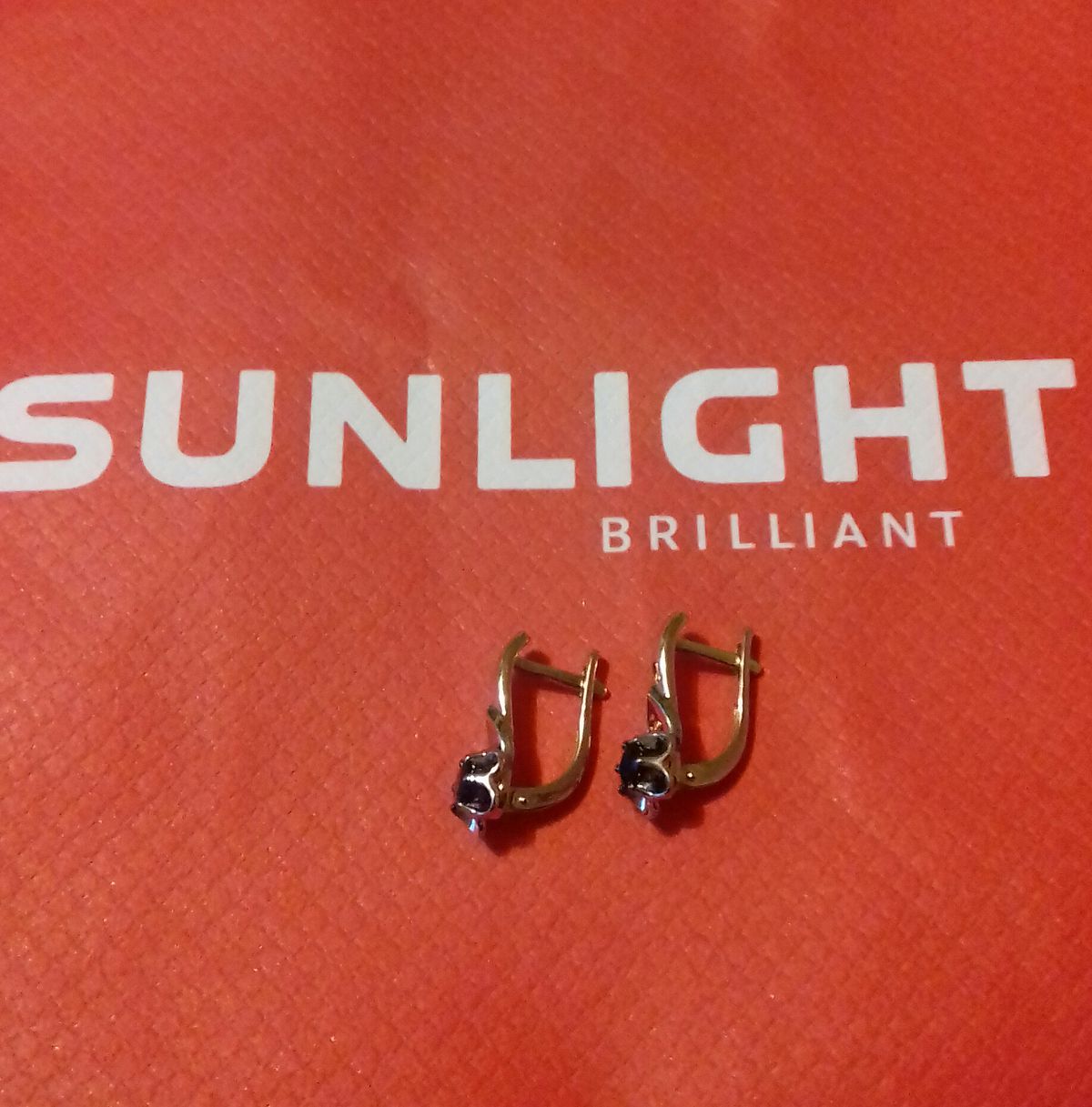 Золотые серьги с сапфирами SUNLIGHT: розовое золото 585 пробы, сапфир ...