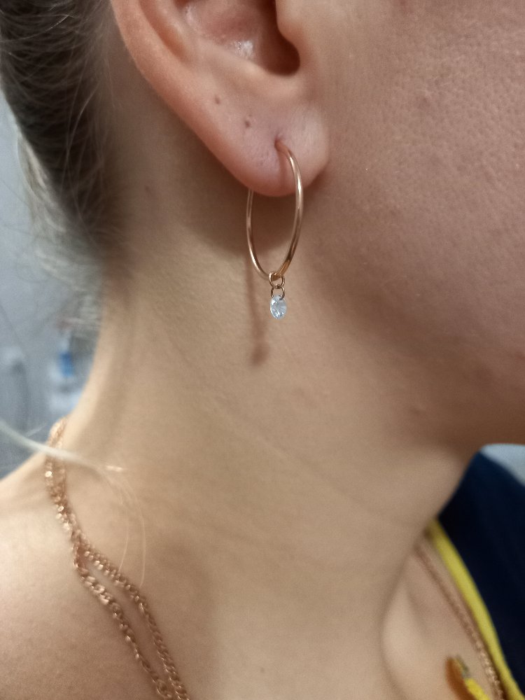 Золотые серьги с фианитами САНИС 03-215564*: красное и розовое золото ...