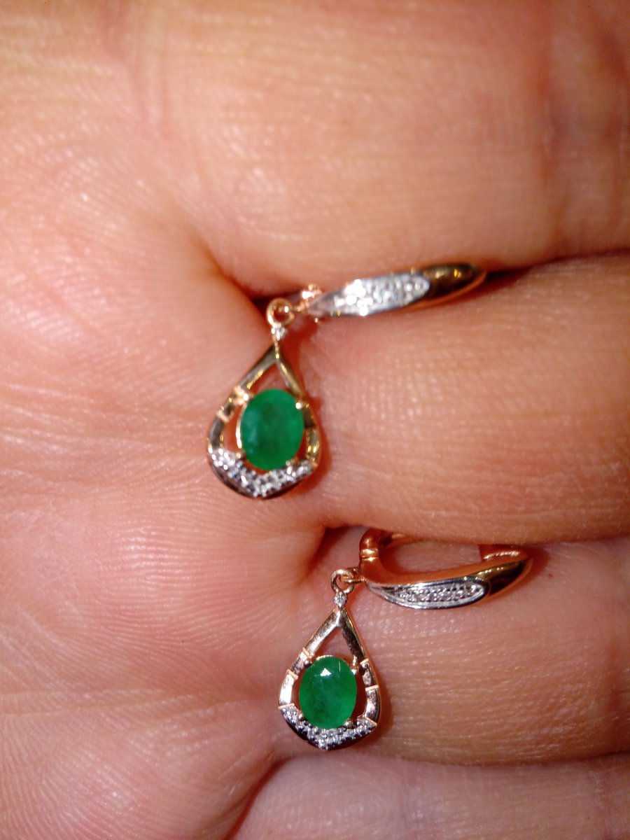 Золотые серьги с изумрудами и бриллиантами SERGEY GRIBNYAKOV: розовое ...