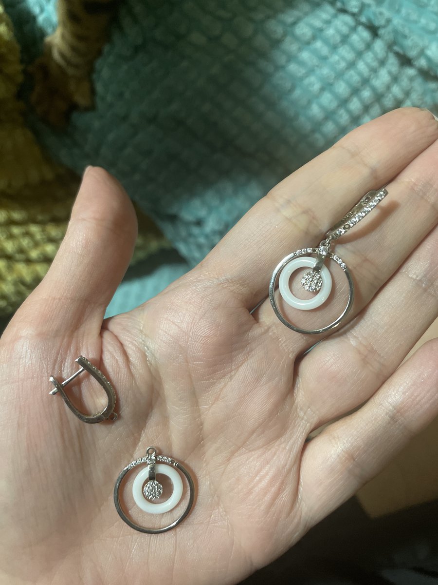 Серебряные серьги с фианитами и керамикой SUNLIGHT: белое серебро 925 ...